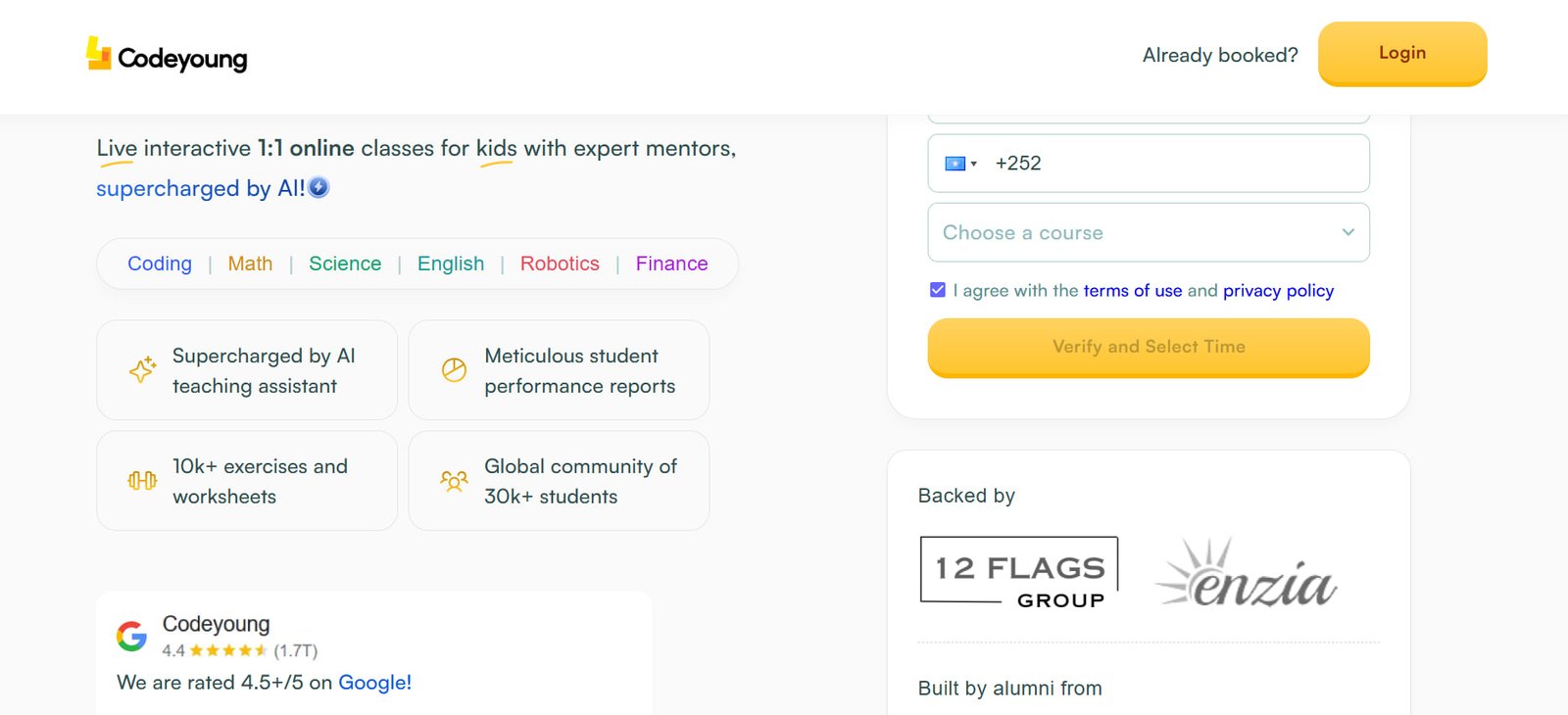 Codeyoung online learning classes for kids
